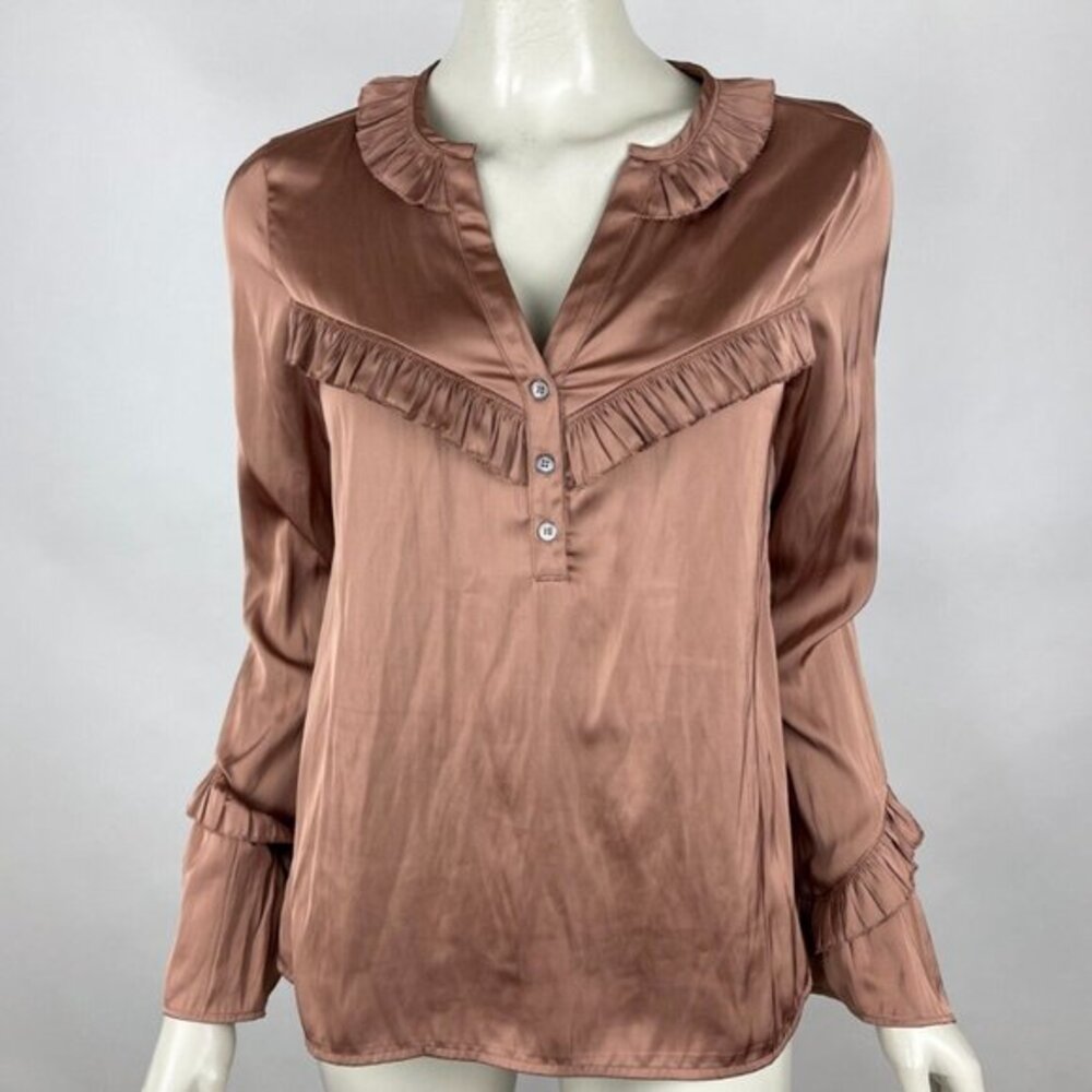 Anthropologie Current Air Ruffle Top Women S NWT‎ Long Sleeve V-neck Blouse
